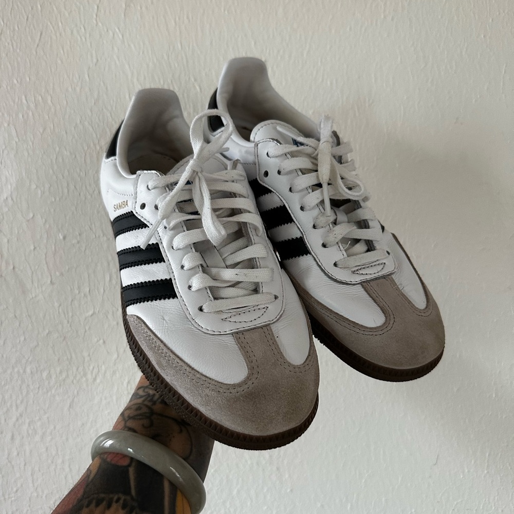 Adidas Samba White and Black Trainers